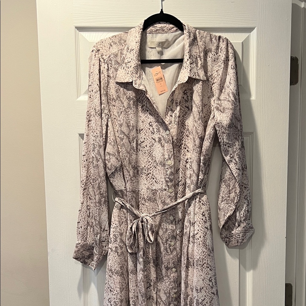 NWT LOFT Snake Print Midi Dress